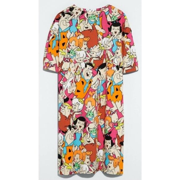 Zara Flintstones womens small tshirt dress multi colored orange blue brown - Picture 2 of 8